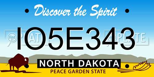IO5E343 North Dakota License Plate