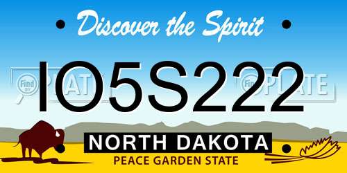 IO5S222 North Dakota License Plate