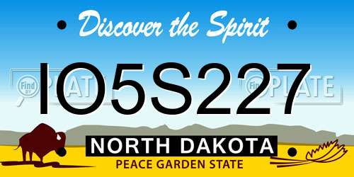 IO5S227 North Dakota License Plate