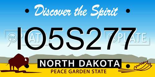 IO5S277 North Dakota License Plate