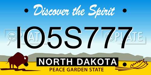 IO5S777 North Dakota License Plate