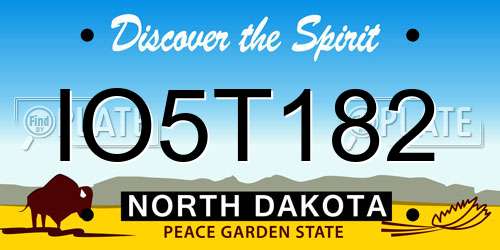 IO5T182 North Dakota License Plate