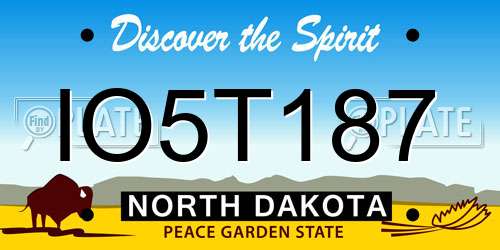 IO5T187 North Dakota License Plate