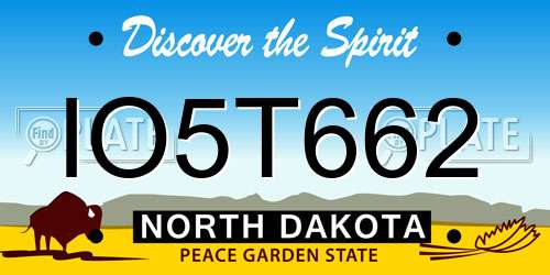 IO5T662 North Dakota License Plate