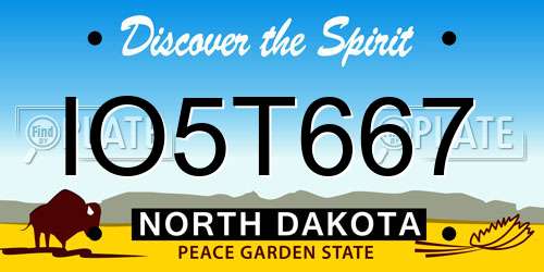 IO5T667 North Dakota License Plate