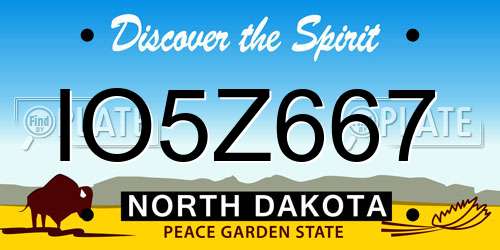 IO5Z667 North Dakota License Plate