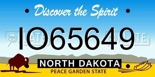 IO65649 North Dakota License Plate