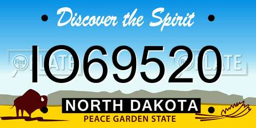 IO69520 North Dakota License Plate