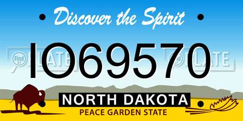 IO69570 North Dakota License Plate