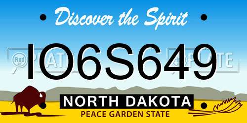 IO6S649 North Dakota License Plate