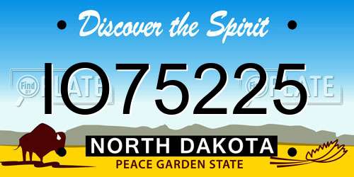 IO75225 North Dakota License Plate