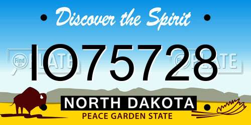 IO75728 North Dakota License Plate