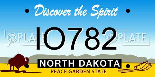 IO782 North Dakota License Plate