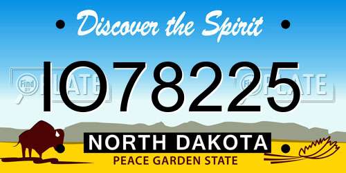 IO78225 North Dakota License Plate