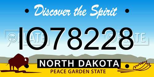IO78228 North Dakota License Plate