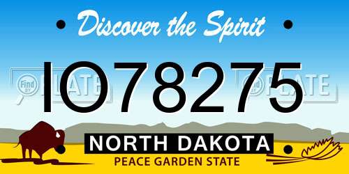 IO78275 North Dakota License Plate