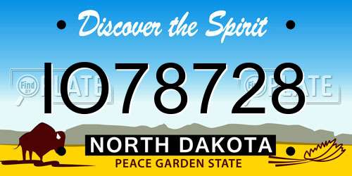 IO78728 North Dakota License Plate