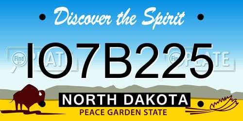 IO7B225 North Dakota License Plate