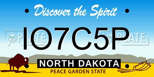 IO7C5P North Dakota License Plate