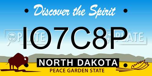IO7C8P North Dakota License Plate
