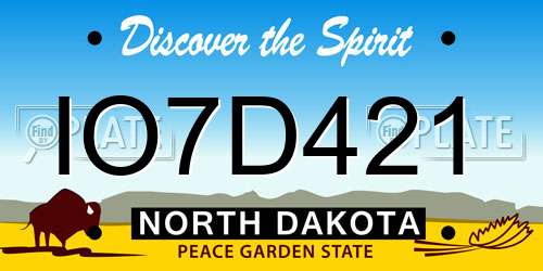 IO7D421 North Dakota License Plate