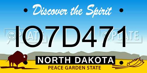 IO7D471 North Dakota License Plate