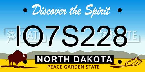 IO7S228 North Dakota License Plate