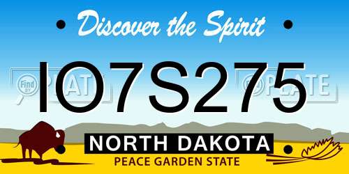 IO7S275 North Dakota License Plate