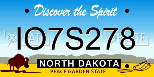 IO7S278 North Dakota License Plate