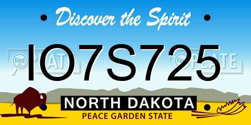 IO7S725 North Dakota License Plate