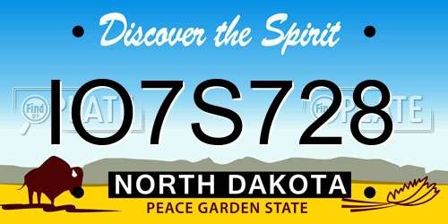 IO7S728 North Dakota License Plate