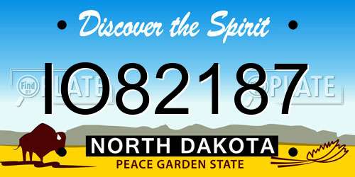 IO82187 North Dakota License Plate