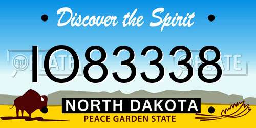 IO83338 North Dakota License Plate