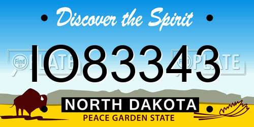 IO83343 North Dakota License Plate