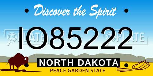 IO85222 North Dakota License Plate