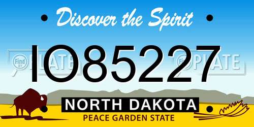 IO85227 North Dakota License Plate