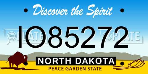 IO85272 North Dakota License Plate