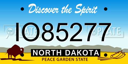 IO85277 North Dakota License Plate