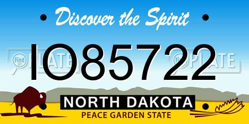IO85722 North Dakota License Plate