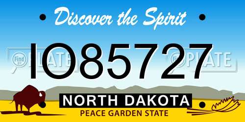 IO85727 North Dakota License Plate