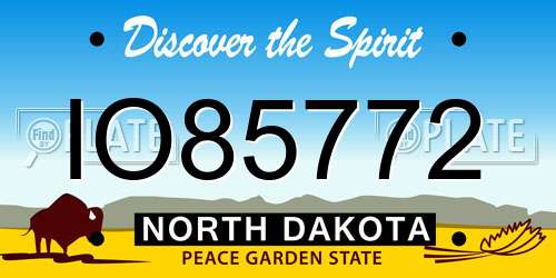 IO85772 North Dakota License Plate