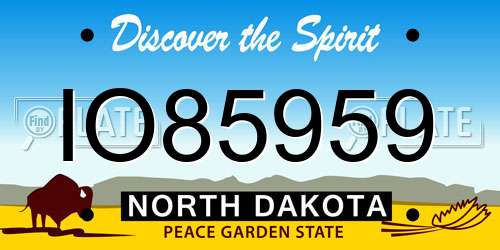 IO85959 North Dakota License Plate