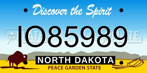 IO85989 North Dakota License Plate