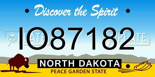 IO87182 North Dakota License Plate
