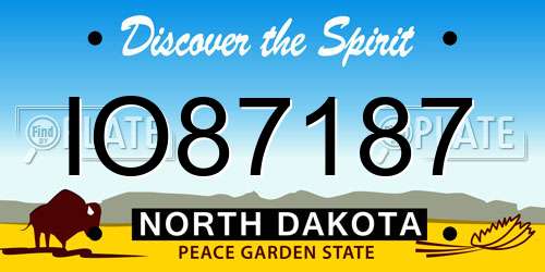 IO87187 North Dakota License Plate