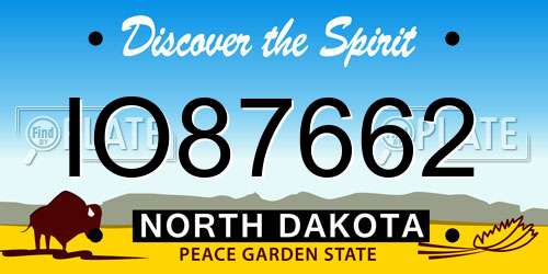 IO87662 North Dakota License Plate