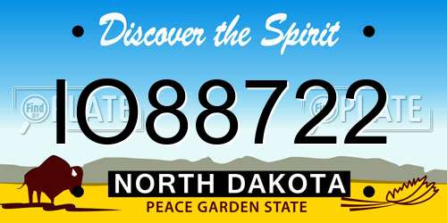 IO88722 North Dakota License Plate