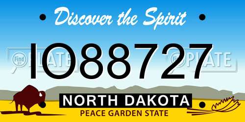 IO88727 North Dakota License Plate