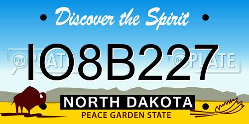 IO8B227 North Dakota License Plate
