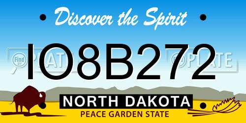 IO8B272 North Dakota License Plate